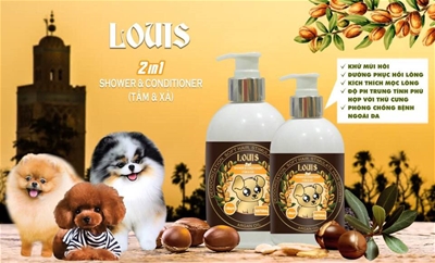 SỮA TẮM THÚ CƯNG 2IN1 LOUIS: KHỬ MÙI, KHÁNG KHUẨN, DƯỠNG MƯỢT LÔNG THÚ CƯNG